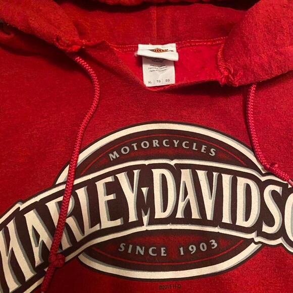 Red harley davidson biker hoodie - Picture 2 of 8